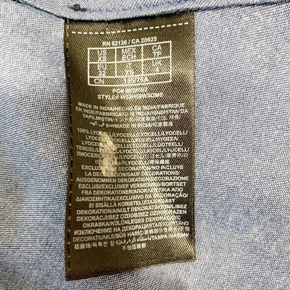 Guess angel wing beaded lace collared chambray button down shirt top blouse - Picture 6 of 8